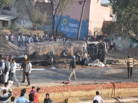 diesel tanker caught fire on highway in mathura