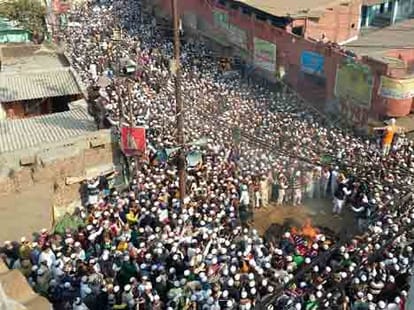 protest of muslims in muradabad, uttar pradesh