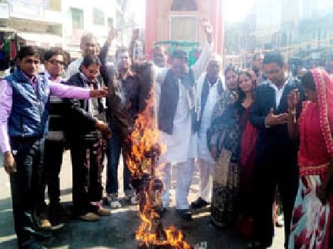 Congressmen burnt effigies of the prime minister