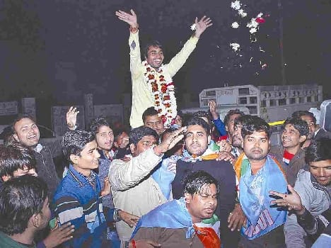 KM Tripathi of NSUI became president of the student union 