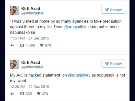 kirti azad statement against jaitley on twitter
