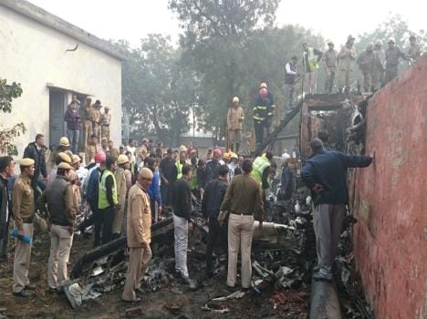 BSF chartered a plane crash, 2 people deid 8 injured.