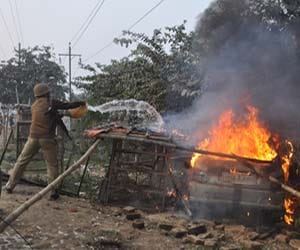 Child killed in accident, people fired car.