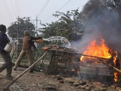 Child killed in accident, people fired car.