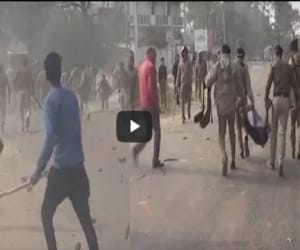 viral video of fierce police public clash haridwar.