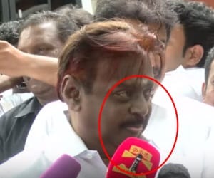 tamil actor vijayakant Spitting reporters