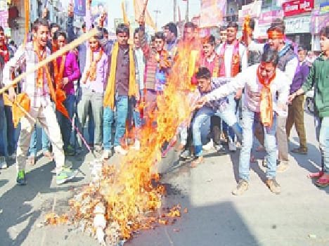 Hindu organizations demonstrated, effigies burnt