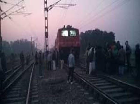 Freight and passenger train were face to face