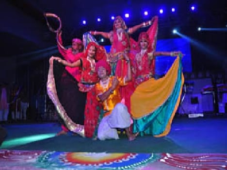 Dayal painted in various shades of art auditorium