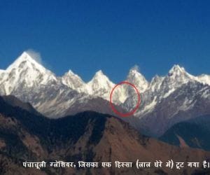 panchachuli glacier piece fell into mandakini river.