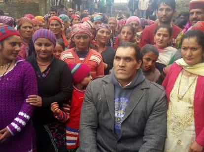 khali faces emotional moment in his village at sirmour distt of himachal pradesh.