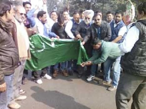 Pakistani flag lit