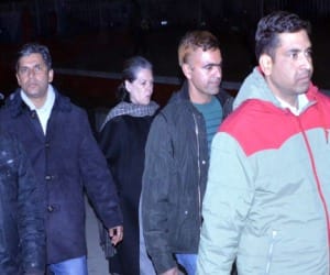 sonia gandhi returned to delhi from mussoorie.