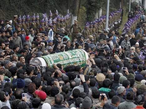 mufti mohammad sayeed's mortal remains reach his residence in srinagar 