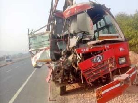 Roadways bus and truck collision, driver killed