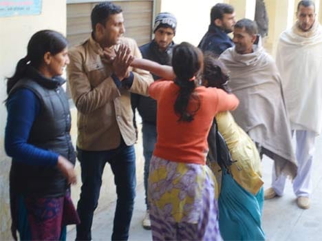 rape accused beaten by women in sp office