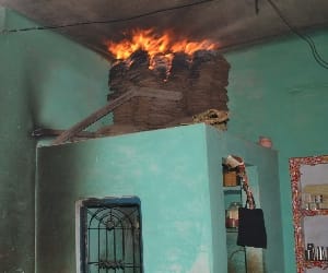 two shed fire at bhoranj