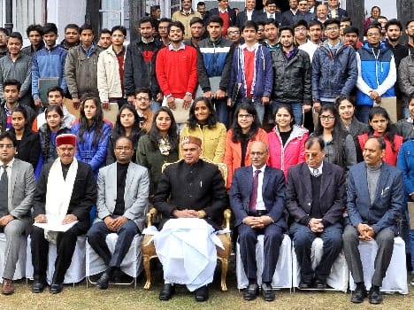 governor acharya dev vrat awarded scholarship to meritorious students.
