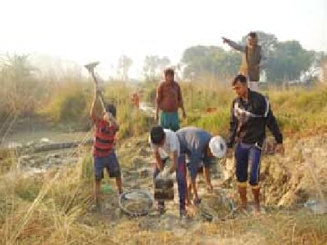 Rjwaha submerged dam from breaking harvest