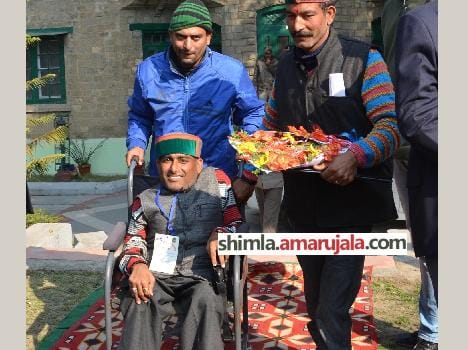handicap sanjeev sharma take oath as up pradhan at mandi.