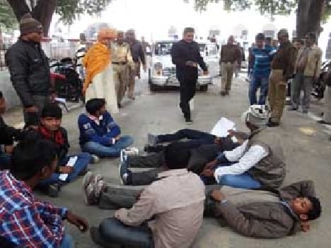 Students protested in front of commissioner