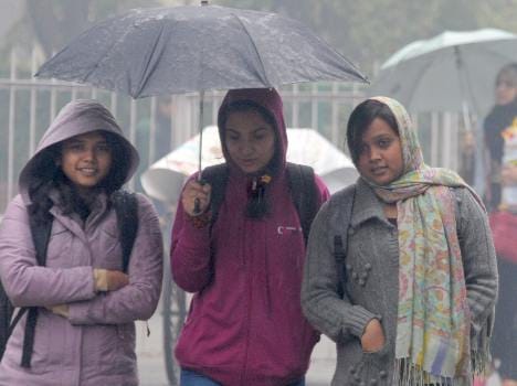 In hilly areas, rain, snow