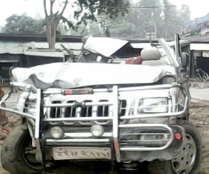 car hit PCR, one policeman injured