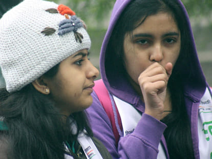 In hilly areas, rain, snow