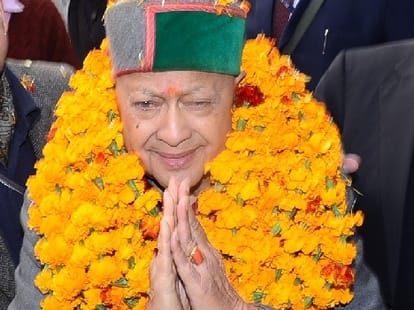 cm virbhadra singh on a visit to kangra Himachal.