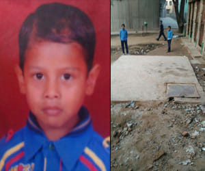 accident: death of five years child fall in septic tank