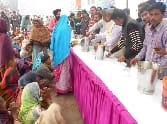 By giving to the poor blanket Porridge made meal