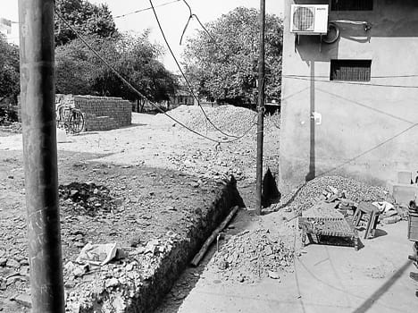Electric pole in the street preparing to