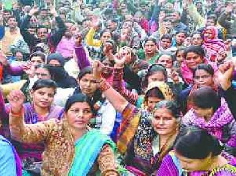 Teachers performed protest