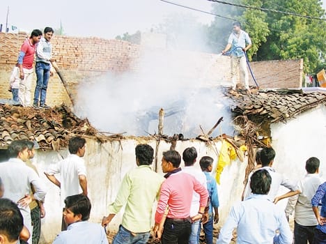 house caught fire due to short circuit 