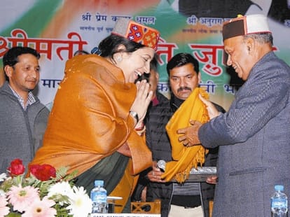 HRD minister smriti irani on a visit to Una and hamirpur himachal pradesh.