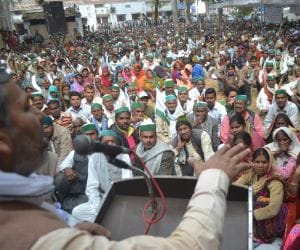 Sugarcane farmers protest in Uttar Pradesh.