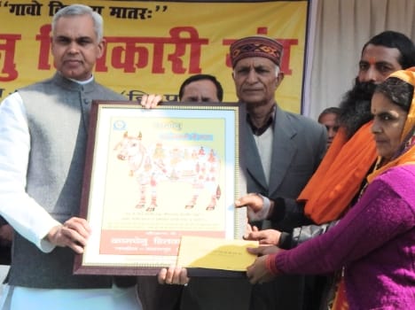 governor acharya dev vrat on a visit to bilaspur.