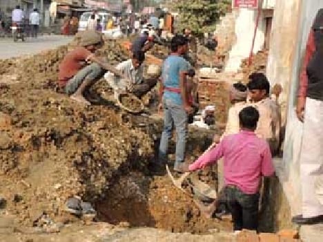 To start digging drainage channel