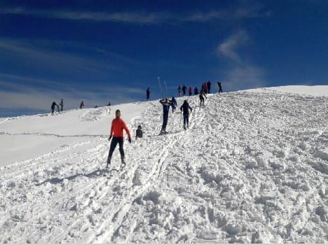 Youth are practicing now skiing slopes