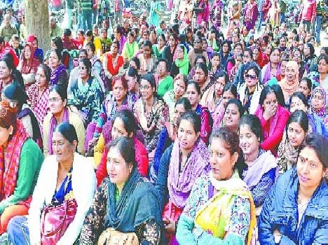 School teacher trying to lay off , marches