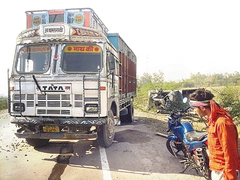 Dumper truck parked in the collision killed