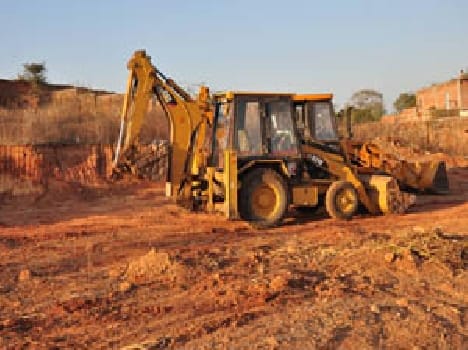 Railway tracks are being dug for the mountain