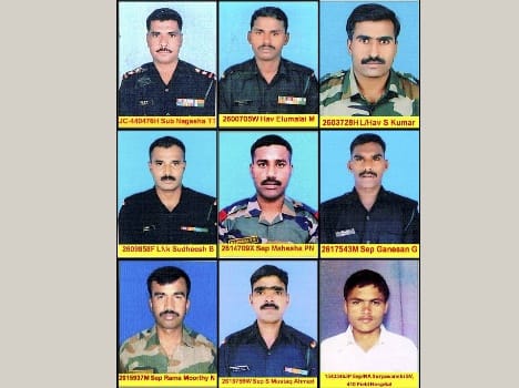 Siachen Base brought the bodies of nine soldiers