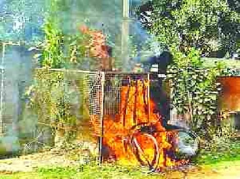 Transformer burnt in city
