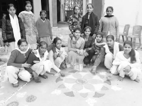 The students decorated rangoli