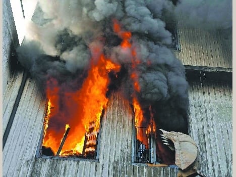 hosiery factory, fire