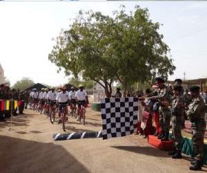 indian army troops on bicycle tour on Diamond Jubilee