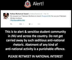 JNU row: it was a fake tweet of hafiz saeed behind rajnath singh statement of saeed connection with jnu