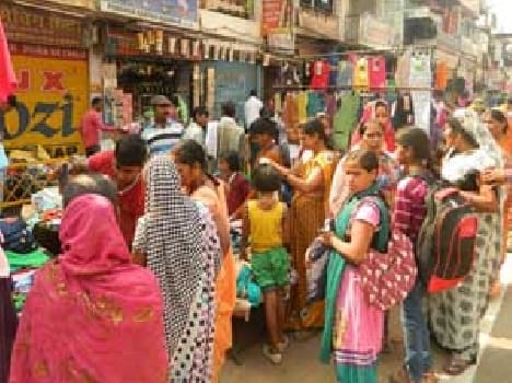 Crowd of buyers in the market