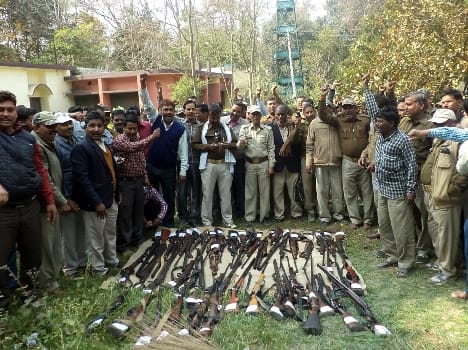 Security personnel weapons collected